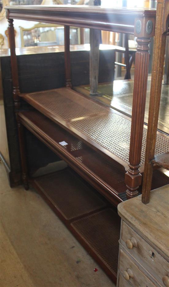 Pair of rectangular mahogany topped two tier hall tables(-)